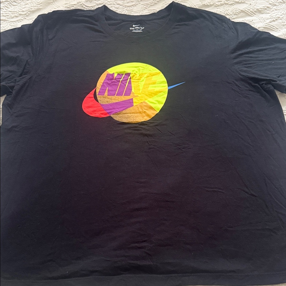 Nike Men's Black Tee with Vibrant Logo